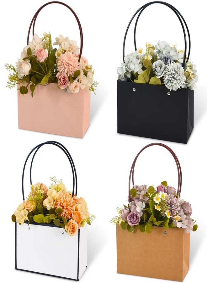 BEISHIDA Multi Flower Gift Bags for Bouquets,4PCS Rectangle Flower Bouquet Box with Handle for Bouquet Packaging Floral Wrap Florist Supplies Basket Graduation Wedding Valentine Gift Craft(8.6x3.9x13 in) - Image 1
